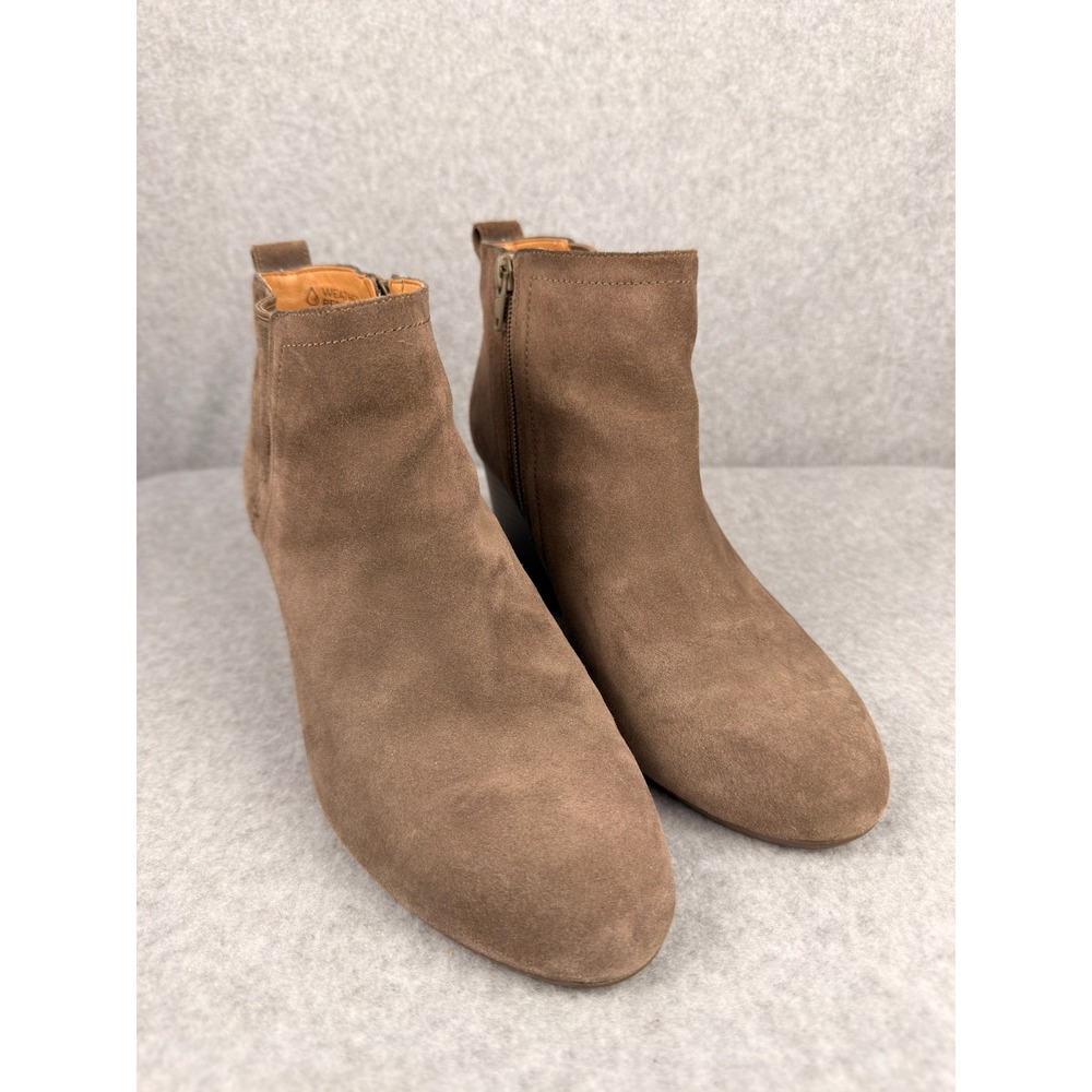 Vionic Paloma Brown Suede Weather Resistant Wedge Ankle Boots Womens 8.5